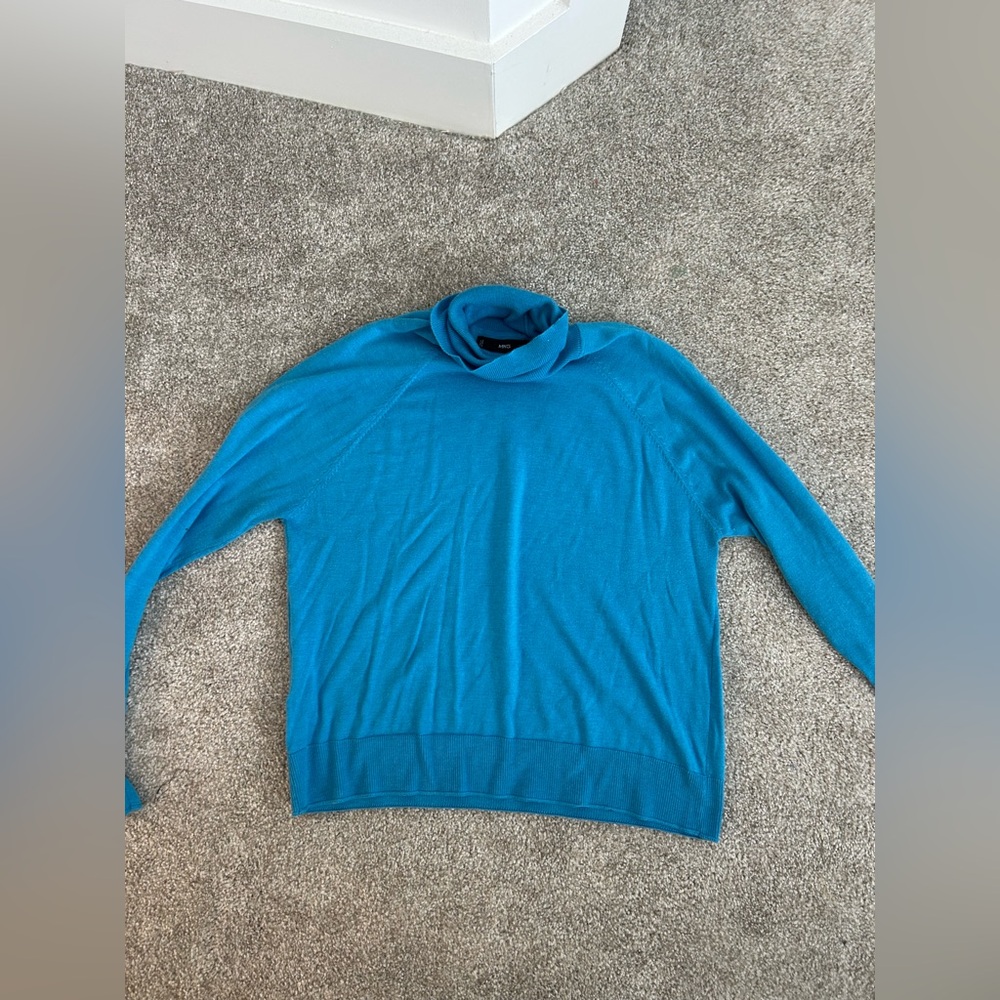 MANGO Blue Turtleneck Sweater